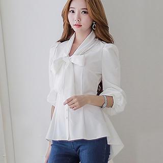 Tie-neck Dip-back Blouse
