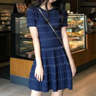 Set: Knit Short Sleeve Top + A-line Skirt