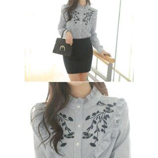 Frilled Embroidered Blouse