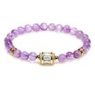 Rhinestone Faux Crystal Bead Bracelet Purple - One Size