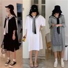 Elbow-sleeve Sailor Collar T-shirt Dress