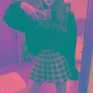 Knife-pleat Plaid Mini Skirt