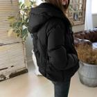 Hooded Duck Down Puffer Jacket Black - One Size