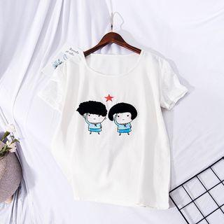 Cartoon Short-sleeve T-shirt Off-white - One Size