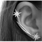 Rhinestone Star Ear Cuff 1 Pair - Silver - One Size