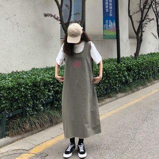 Elbow-sleeve T-shirt / Numbering Maxi Tank Dress