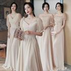 Puff-sleeve Beaded Maxi A-line Dress (various Designs)