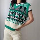 Geometric Print V-neck Vest