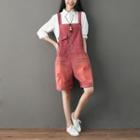 Ripped Wide Leg Dungaree Shorts