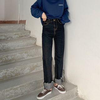 High-waist Straight-fit Denim Jeans