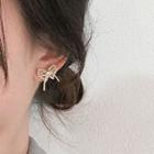 Faux Pearl Alloy Bow Earring 1 Pair - Gold - One Size