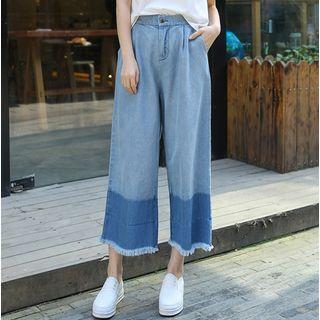 Fray Panel Wide-leg Jeans