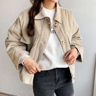 Drop-shoulder Corduroy Jacket