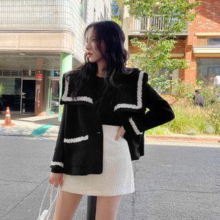 Woolen Boucl  A-line Miniskirt