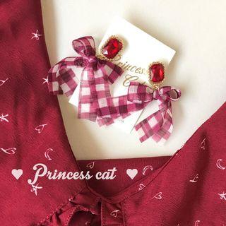 Rhinestone Plaid Bow Dangle Earring
