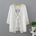 Lace Tie-front Jacket White - One Size