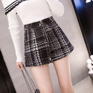 Plaid High-waist Wide-leg Shorts