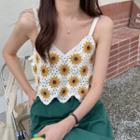 Sunflower Pattern Cropped Camisole Top