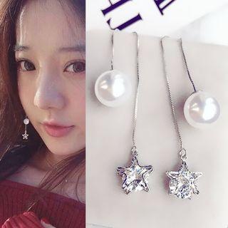 Sterling Silver Star Drop Earring
