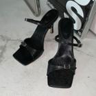 Stiletto-heel Croc-grain Sandals