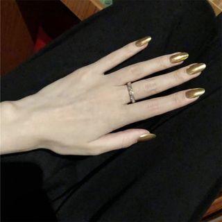 Pointed Faux Nail Tips 346 - Glue - Gold - One Size