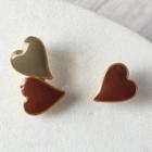 Non-matching Glaze Heart Dangle Earring 1 Pair - S925 Silver - Earrings - One Size