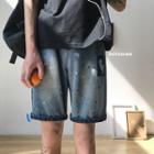Paint Splattered Denim Shorts