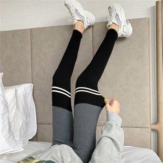 Color Panel Striped Leggings