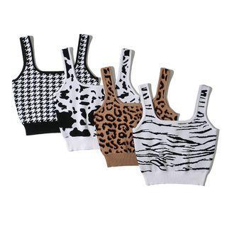 Print Knit Crop Tank Top