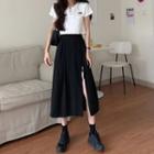 High-waist Split A-line Midi Skirt