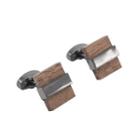 Fashion Simple Wooden Geometric Square Cufflinks Silver - One Size