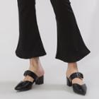 Buckled Block Heel Pointy Mules