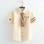 Short-sleeve Bear Neck Tie Shirt