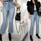High-waist Two-tone Boot-cut Jeans