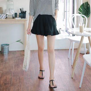 Band-waist Frill-hem Skort