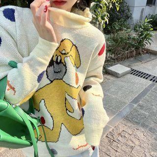 Turtleneck Jacquard Sweater Off-white - One Size
