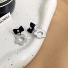 Sterling Silver Flower Drop Earring 1 Pair - Silver & Black - One Size