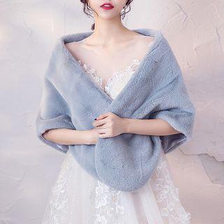 Faux Fur Cape Sky Blue - One Size