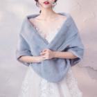 Faux Fur Cape Sky Blue - One Size