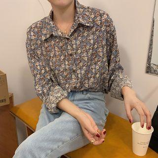 Floral Print Shirt Floral - Ash Blue - One Size