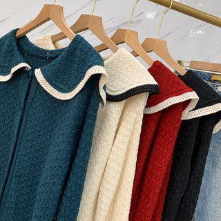 Peter Pan Collar Cropped Knit Top