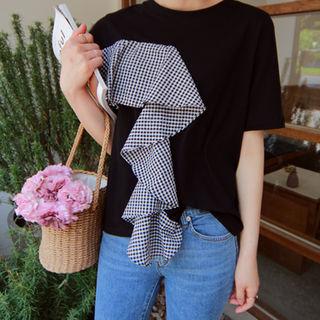 Gingham Frill-trim Top