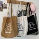 Rabbit Print Corduroy Tote Bag