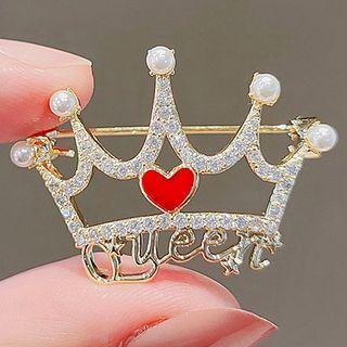 Crown Rhinestone Brooch Ly1673 - Gold - One Size