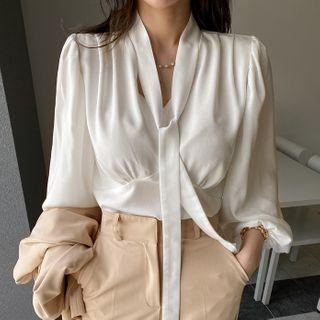 Tie-neck Crop Blouse