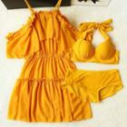 Set: Halter Bikini + Ruffle Cover-up Dress