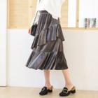 Layered Velvet Midi Skirt