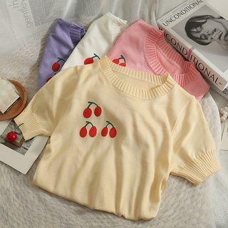 Cherry-print Loose T-shirt