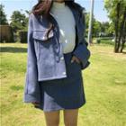 Set: Woolen Jacket + A-line Skirt