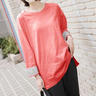 3/4-sleeve Paneled T-shirt